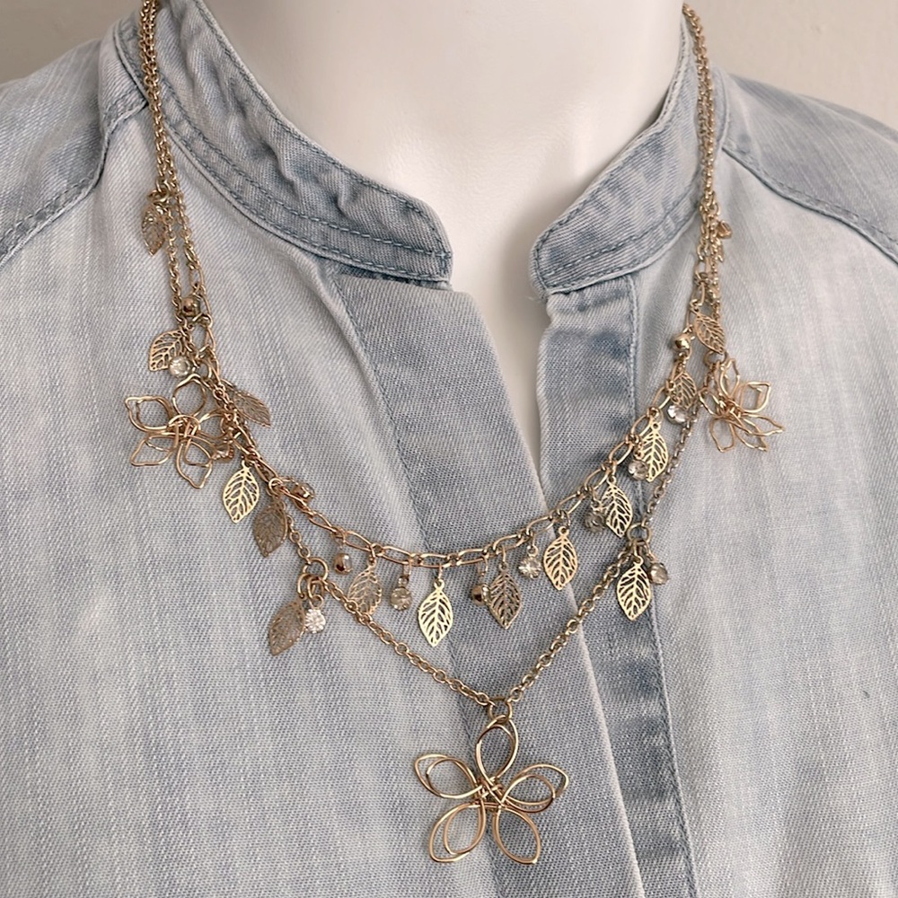 Double Chain necklace gold tone